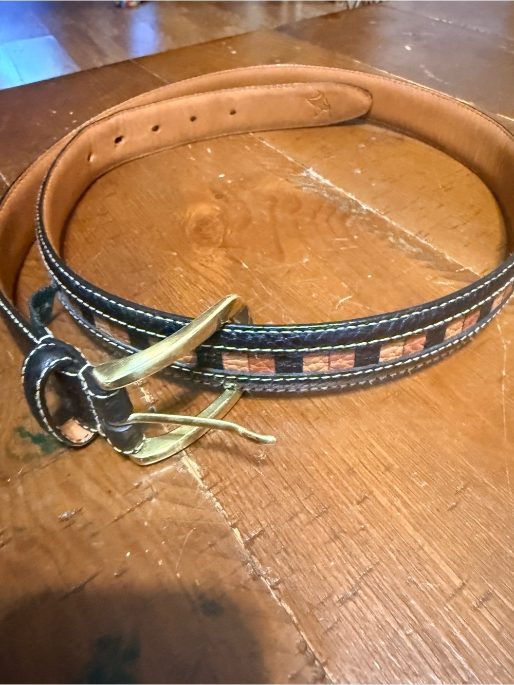 Tundra Italian Leather Men’s Belt Brass Buckle Size 38